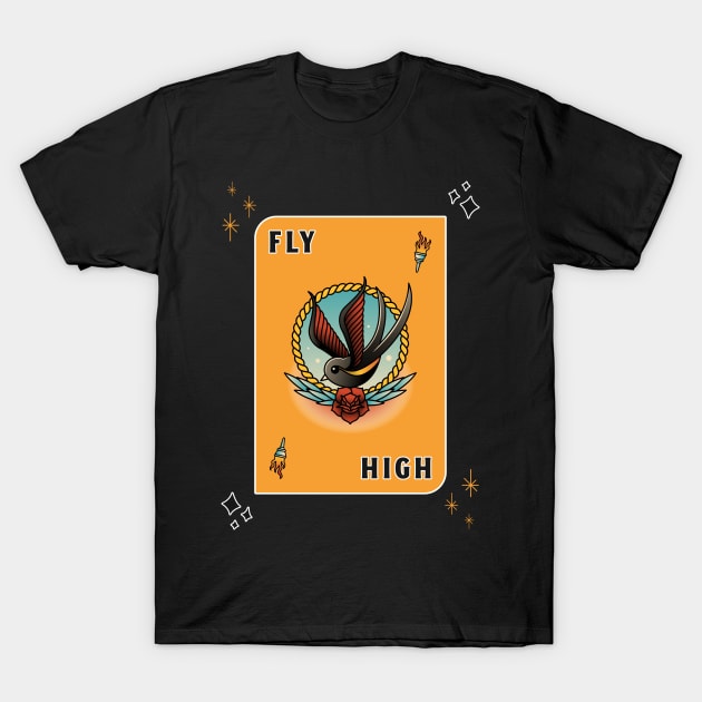 Fly High Bird Tattoo T-Shirt by Tip Top Tee's